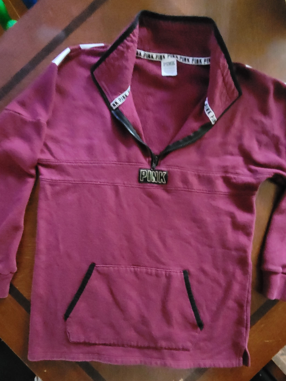 PINK Victoria's Secret Maroon Quater-Zip Pullover
